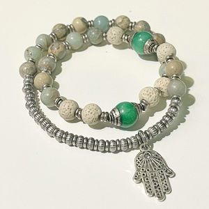 African Opal Mala Gemstone Bead Bracelet 🤲📿